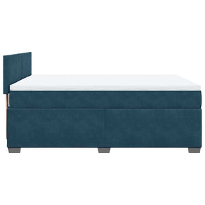 Κρεβάτι Boxspring με Στρώμα Μπλε 160x200 εκ. Βελούδινο - Pakobazaar