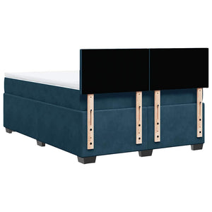 Κρεβάτι Boxspring με Στρώμα Μπλε 160x200 εκ. Βελούδινο - Pakobazaar