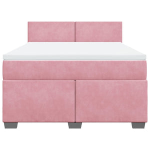 Κρεβάτι Boxspring με Στρώμα Ροζ 160x200 εκ. Βελούδινο - Pakobazaar
