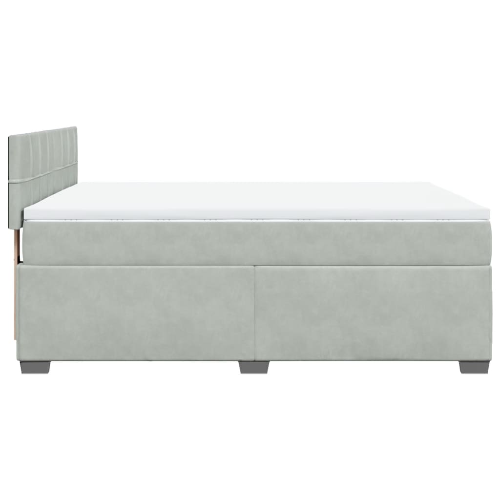 Κρεβάτι Boxspring με Στρώμα Ανοιχτό Γκρι 160x200 εκ. Βελούδινο - Pakobazaar