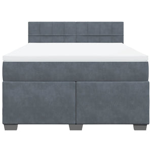 Κρεβάτι Boxspring με Στρώμα Σκούρο Γκρι 160x200 εκ. Βελούδινο - Pakobazaar