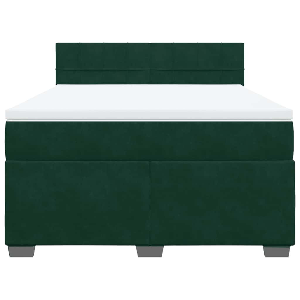 Κρεβάτι Boxspring με Στρώμα Σκούρο Πράσινο 160x200εκ. Βελούδινο - Pakobazaar