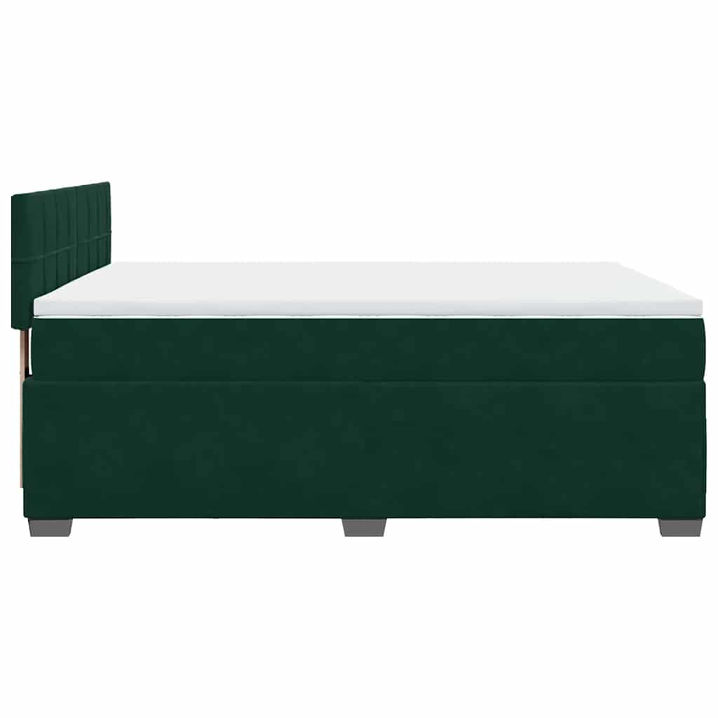 Κρεβάτι Boxspring με Στρώμα Σκούρο Πράσινο 160x200εκ. Βελούδινο - Pakobazaar
