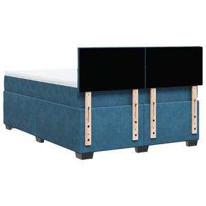 Κρεβάτι Boxspring με Στρώμα Μπλε 160x200 εκ. Βελούδινο - Pakobazaar
