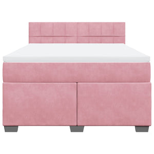 Κρεβάτι Boxspring με Στρώμα Ροζ 160x200 εκ. Βελούδινο - Pakobazaar