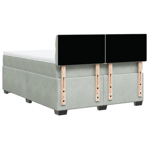 Κρεβάτι Boxspring με Στρώμα Ανοιχτό Γκρι 160x200 εκ. Βελούδινο - Pakobazaar