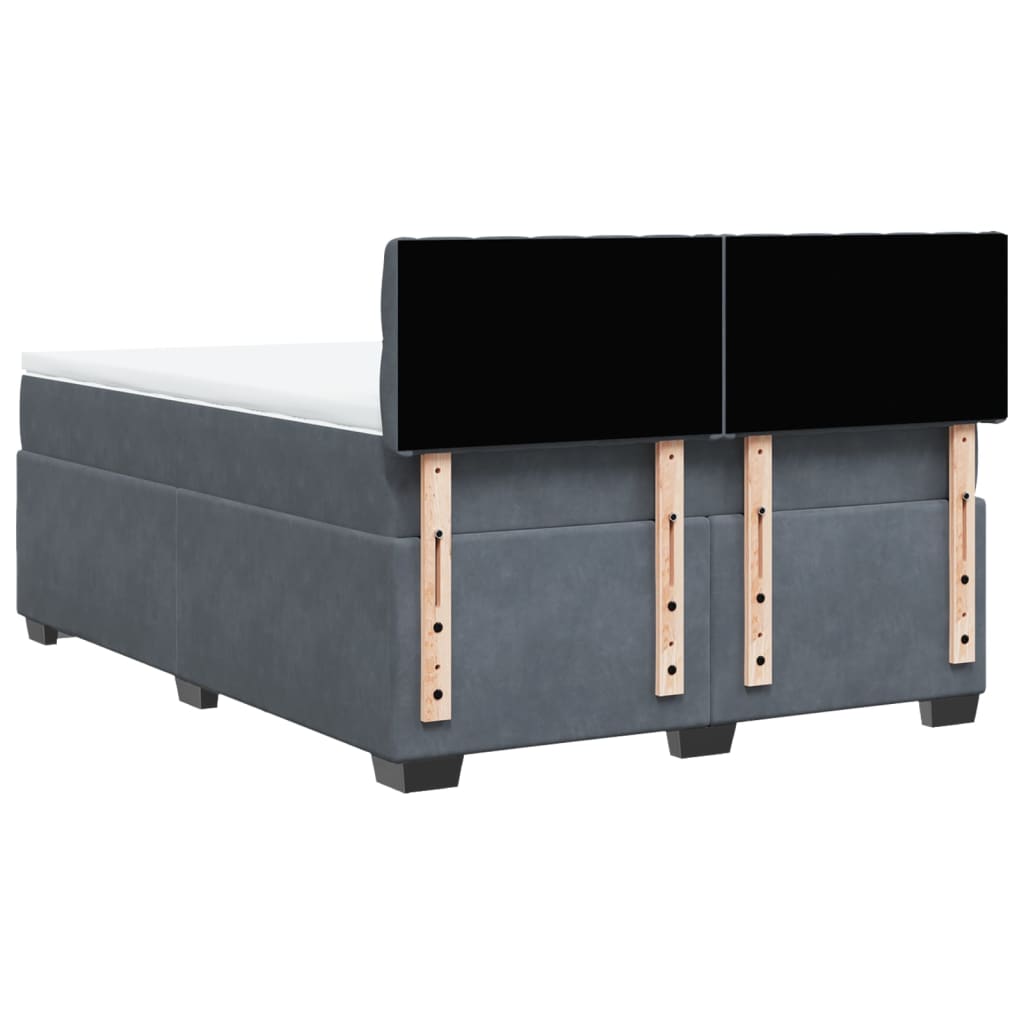 Κρεβάτι Boxspring με Στρώμα Σκούρο Γκρι 160x200 εκ. Βελούδινο - Pakobazaar