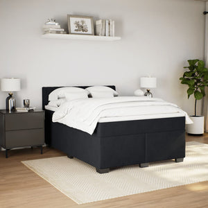 Κρεβάτι Boxspring με Στρώμα Μαύρο 160x200 εκ. Βελούδινο - Pakobazaar