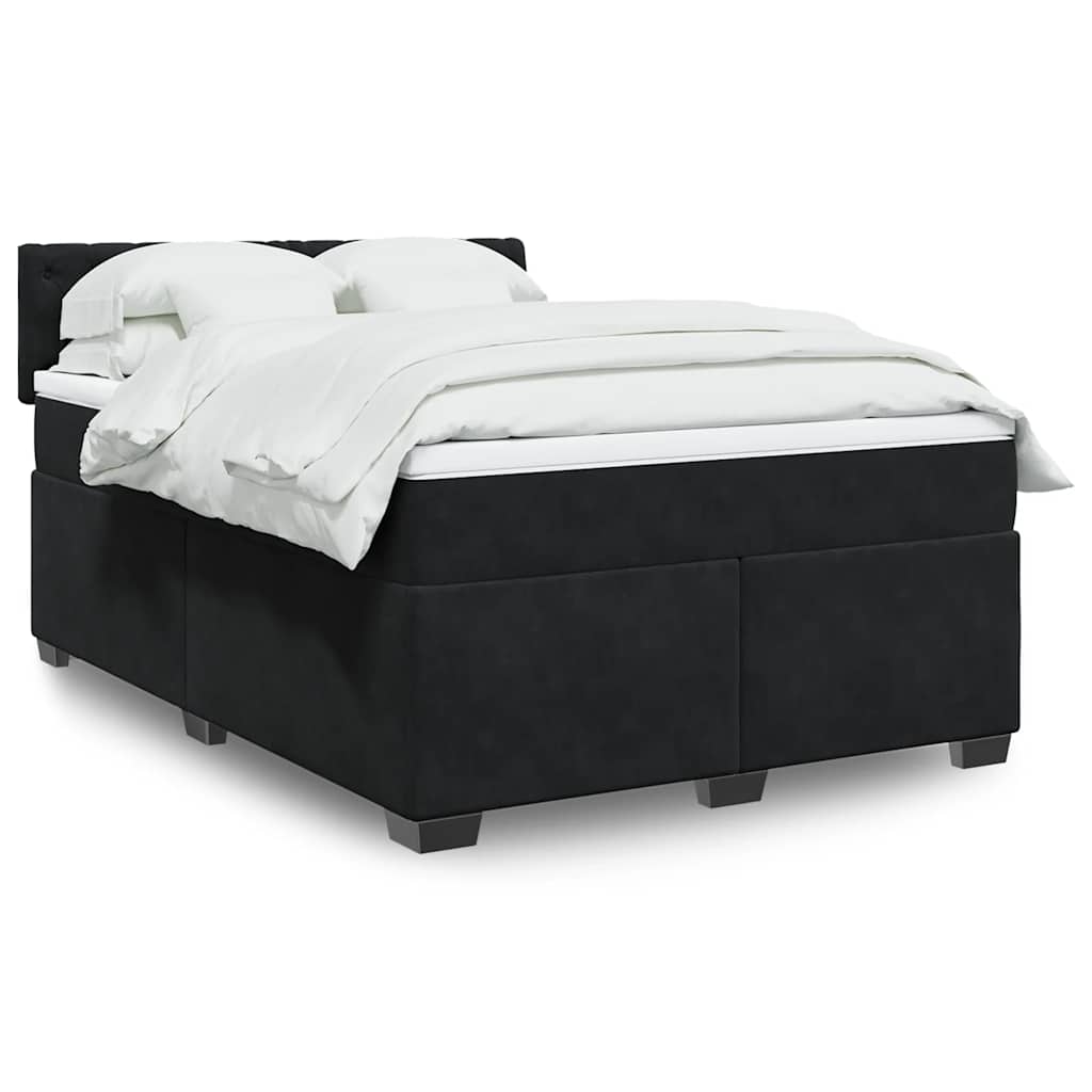 Κρεβάτι Boxspring με Στρώμα Μαύρο 160x200 εκ. Βελούδινο - Pakobazaar