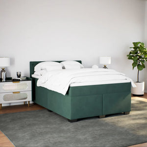 Κρεβάτι Boxspring με Στρώμα Σκούρο Πράσινο 160x200εκ. Βελούδινο - Pakobazaar