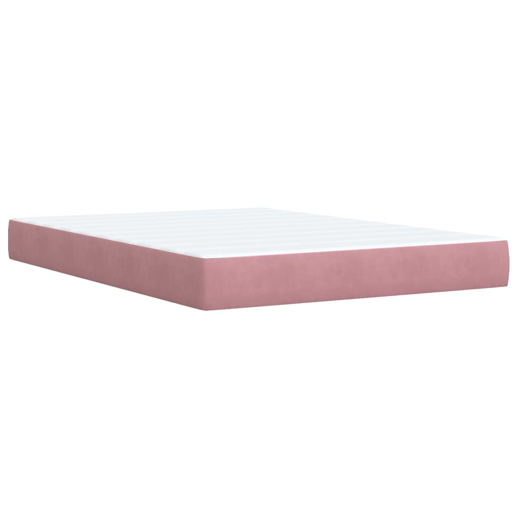 Κρεβάτι Boxspring με Στρώμα Ροζ 160x200 εκ. Βελούδινο - Pakobazaar