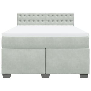 Κρεβάτι Boxspring με Στρώμα Ανοιχτό Γκρι 160x200 εκ. Βελούδινο - Pakobazaar