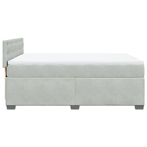 Κρεβάτι Boxspring με Στρώμα Ανοιχτό Γκρι 160x200 εκ. Βελούδινο - Pakobazaar