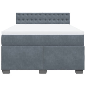 Κρεβάτι Boxspring με Στρώμα Σκούρο Γκρι 160x200 εκ. Βελούδινο - Pakobazaar