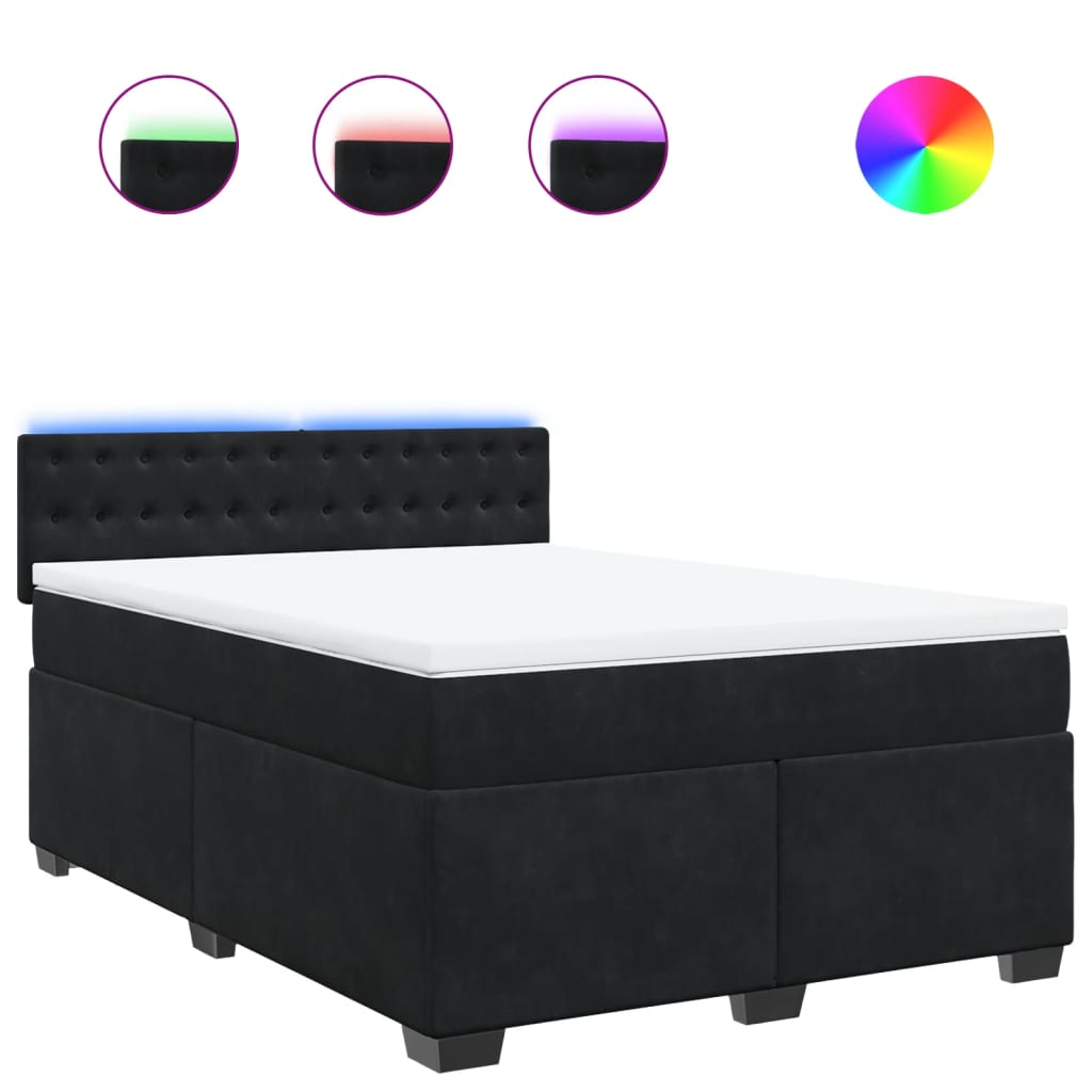 Κρεβάτι Boxspring με Στρώμα Μαύρο 160x200 εκ. Βελούδινο - Pakobazaar