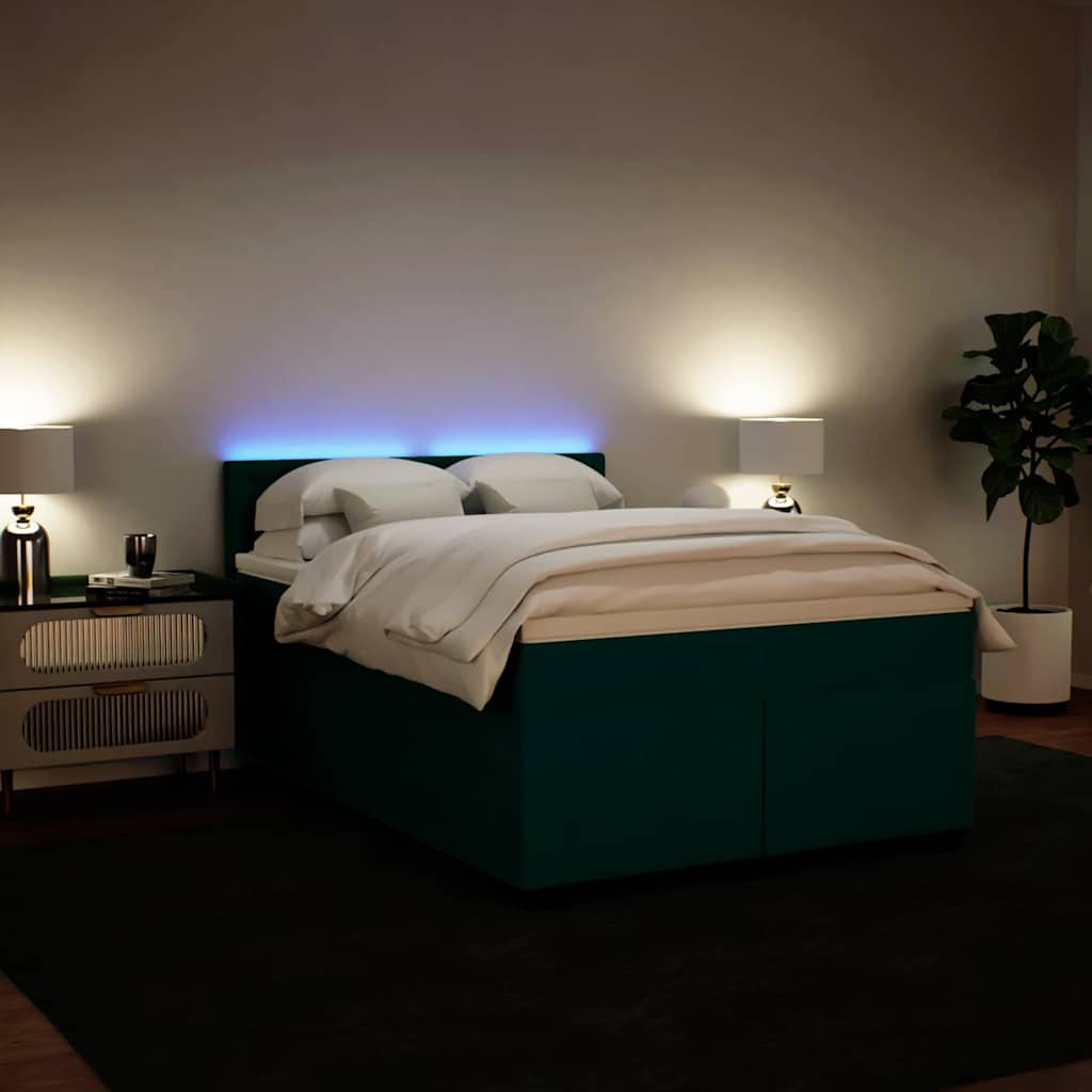 Κρεβάτι Boxspring με Στρώμα Σκούρο Πράσινο 160x200εκ. Βελούδινο - Pakobazaar