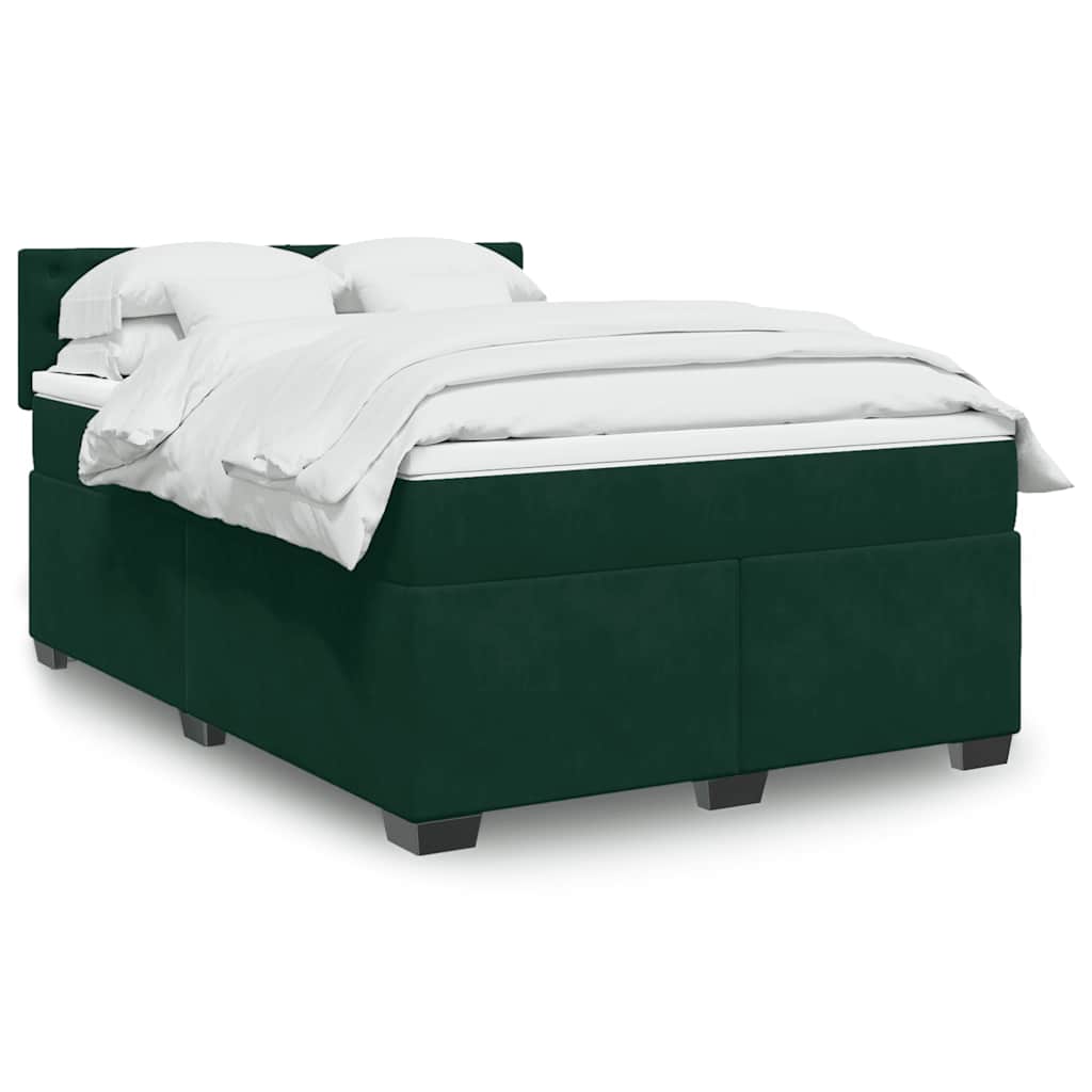 Κρεβάτι Boxspring με Στρώμα Σκούρο Πράσινο 160x200εκ. Βελούδινο - Pakobazaar