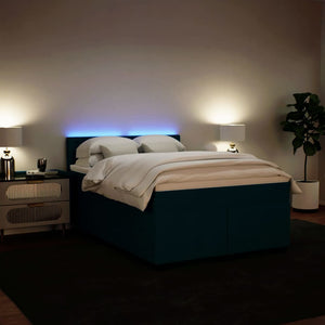 Κρεβάτι Boxspring με Στρώμα Μπλε 160x200 εκ. Βελούδινο - Pakobazaar