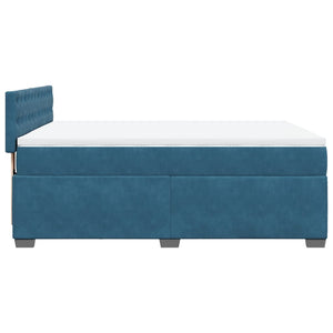 Κρεβάτι Boxspring με Στρώμα Μπλε 160x200 εκ. Βελούδινο - Pakobazaar