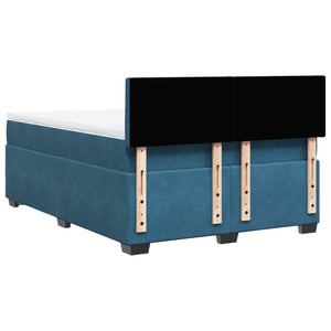 Κρεβάτι Boxspring με Στρώμα Μπλε 160x200 εκ. Βελούδινο - Pakobazaar