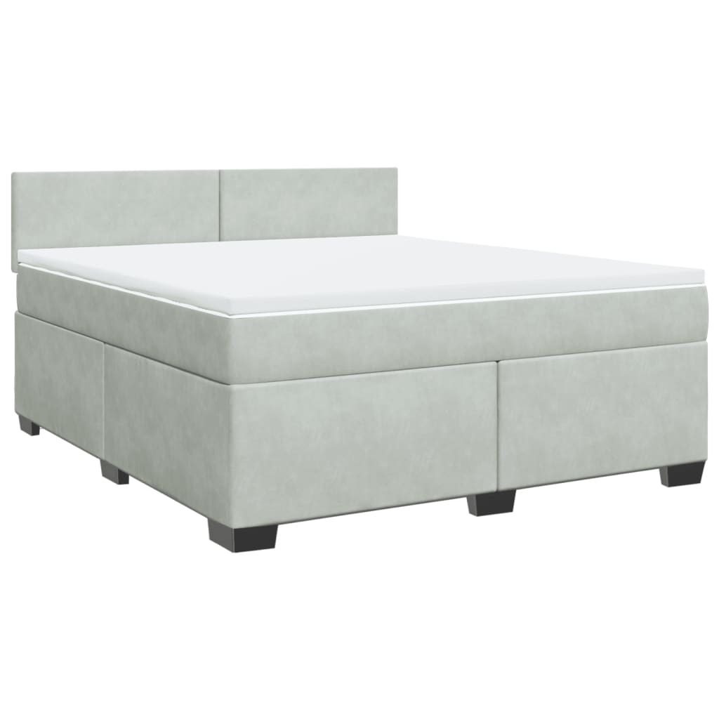 Κρεβάτι Boxspring με Στρώμα Ανοιχτό Γκρι 180x200 εκ. Βελούδινο - Pakobazaar