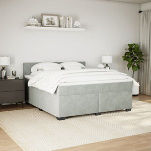Κρεβάτι Boxspring με Στρώμα Ανοιχτό Γκρι 180x200 εκ. Βελούδινο - Pakobazaar