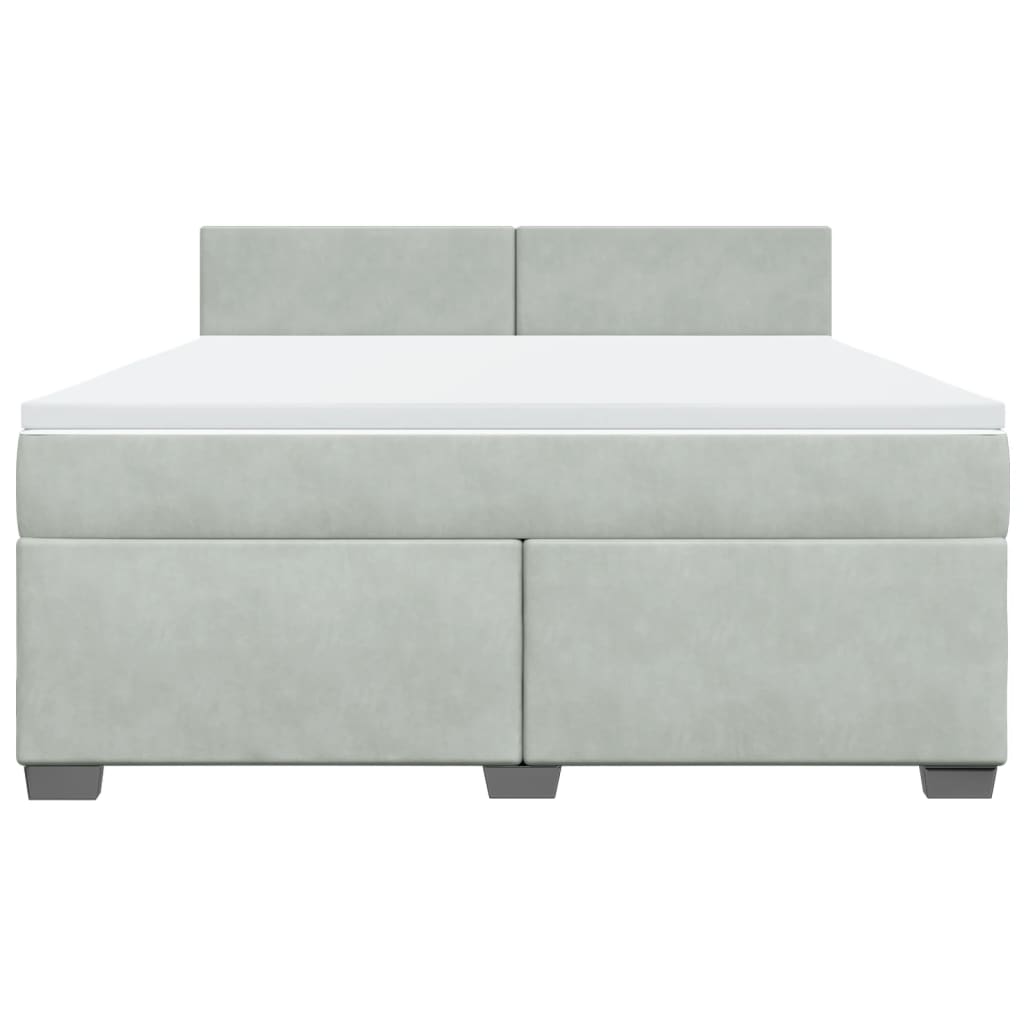 Κρεβάτι Boxspring με Στρώμα Ανοιχτό Γκρι 180x200 εκ. Βελούδινο - Pakobazaar