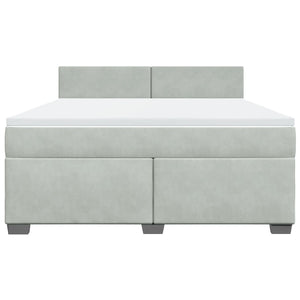 Κρεβάτι Boxspring με Στρώμα Ανοιχτό Γκρι 180x200 εκ. Βελούδινο - Pakobazaar