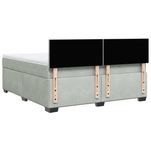 Κρεβάτι Boxspring με Στρώμα Ανοιχτό Γκρι 180x200 εκ. Βελούδινο - Pakobazaar