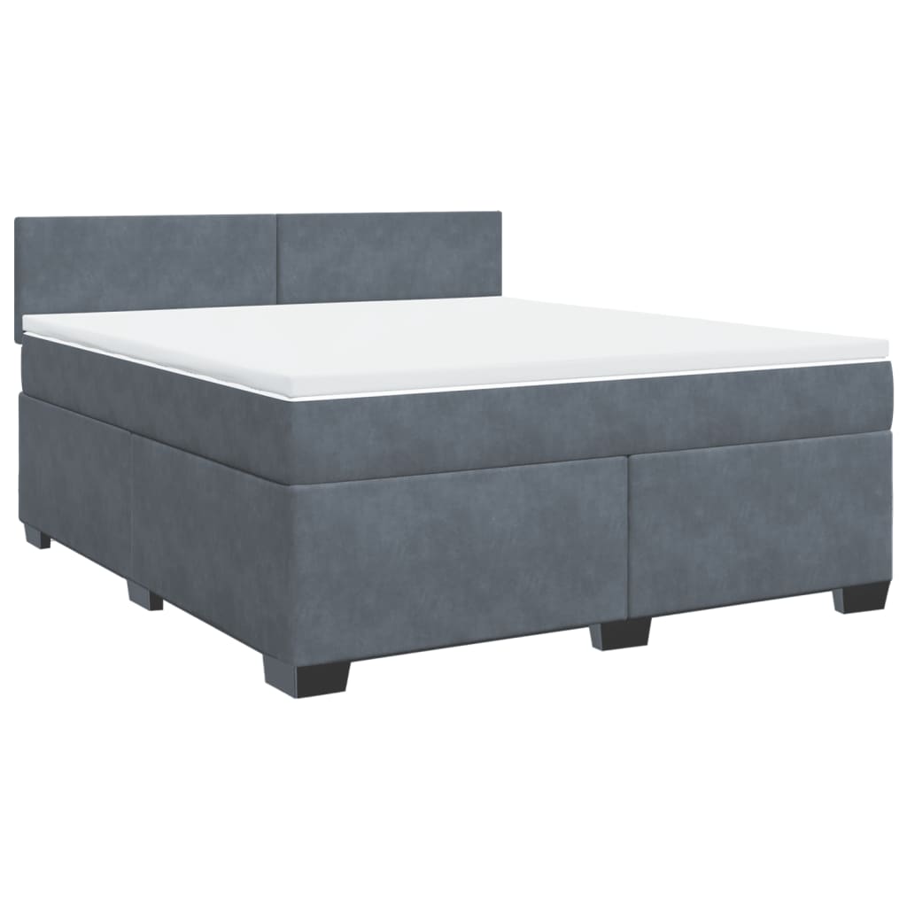 Κρεβάτι Boxspring με Στρώμα Σκούρο Γκρι 180x200 εκ. Βελούδινο - Pakobazaar