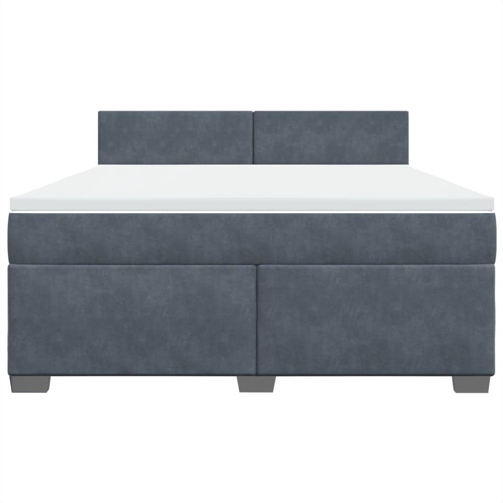 Κρεβάτι Boxspring με Στρώμα Σκούρο Γκρι 180x200 εκ. Βελούδινο - Pakobazaar