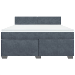 Κρεβάτι Boxspring με Στρώμα Σκούρο Γκρι 180x200 εκ. Βελούδινο - Pakobazaar