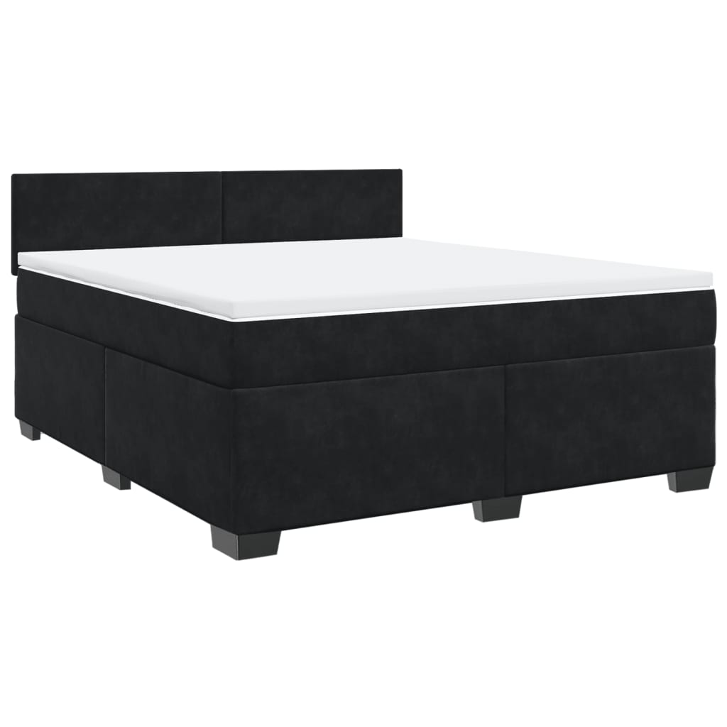 Κρεβάτι Boxspring με Στρώμα Μαύρο 180x200 εκ. Βελούδινο - Pakobazaar