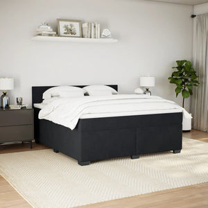 Κρεβάτι Boxspring με Στρώμα Μαύρο 180x200 εκ. Βελούδινο - Pakobazaar
