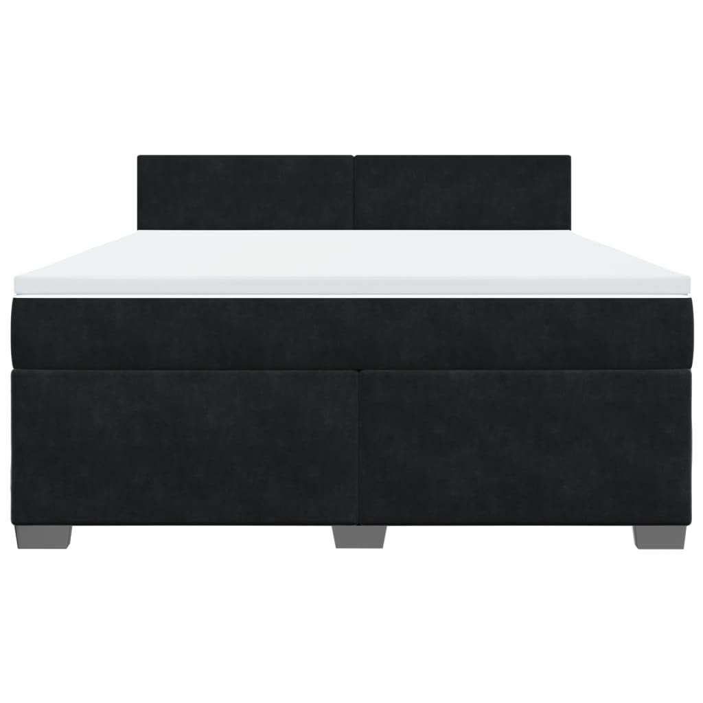 Κρεβάτι Boxspring με Στρώμα Μαύρο 180x200 εκ. Βελούδινο - Pakobazaar