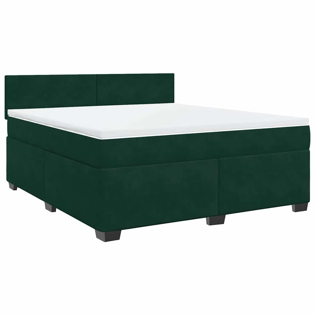 Κρεβάτι Boxspring με Στρώμα Σκούρο Πράσινο 180x200εκ. Βελούδινο