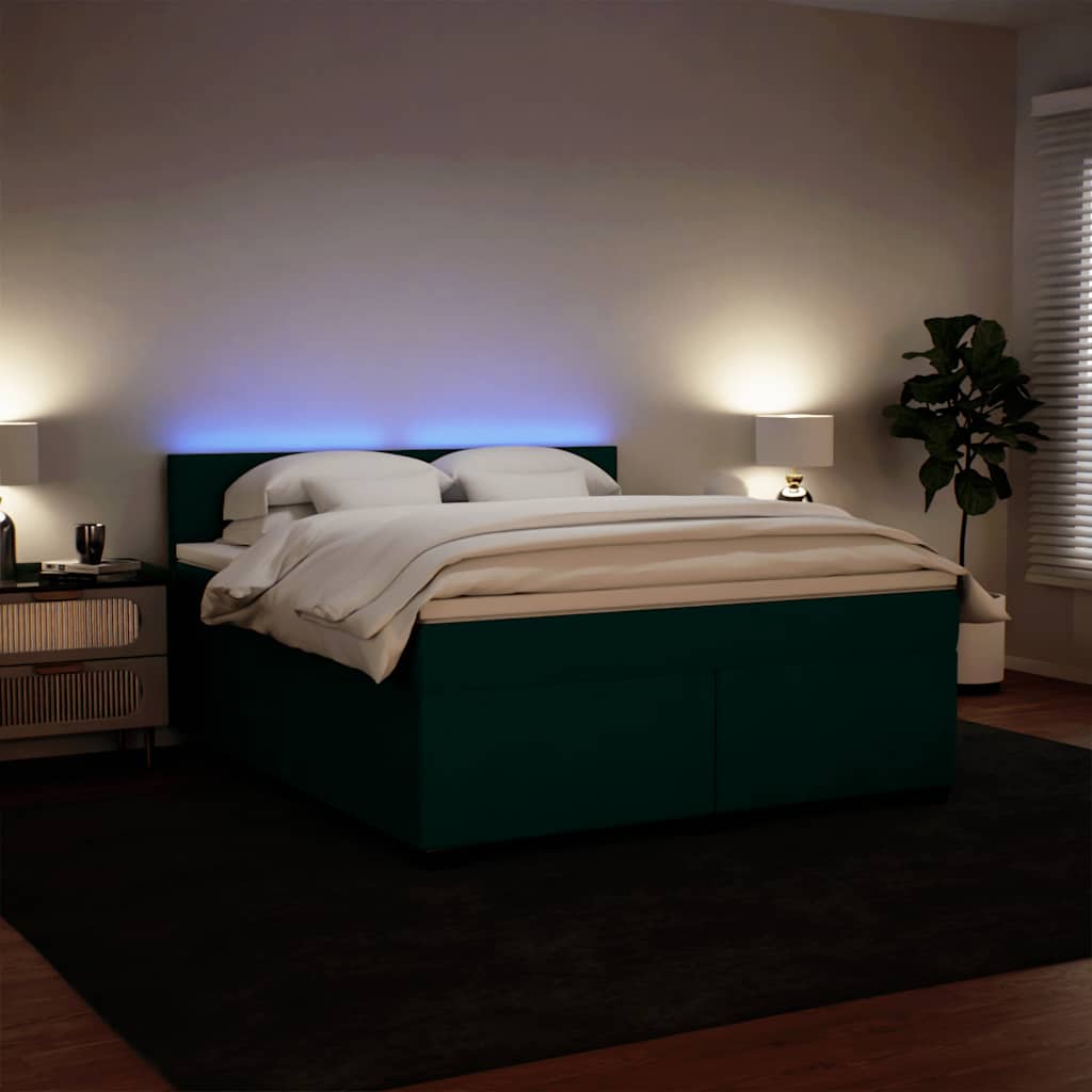 Κρεβάτι Boxspring με Στρώμα Σκούρο Πράσινο 180x200εκ. Βελούδινο