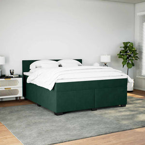 Κρεβάτι Boxspring με Στρώμα Σκούρο Πράσινο 180x200εκ. Βελούδινο