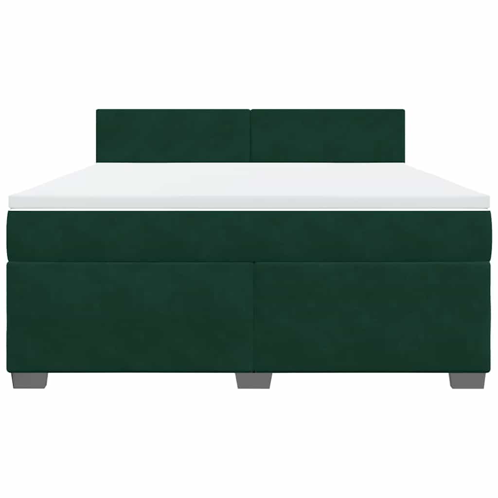 Κρεβάτι Boxspring με Στρώμα Σκούρο Πράσινο 180x200εκ. Βελούδινο
