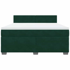 Κρεβάτι Boxspring με Στρώμα Σκούρο Πράσινο 180x200εκ. Βελούδινο