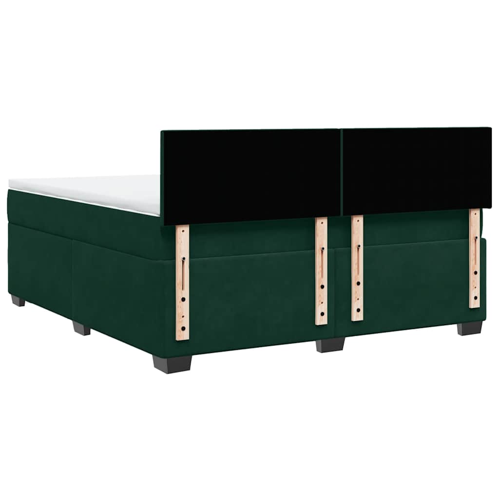 Κρεβάτι Boxspring με Στρώμα Σκούρο Πράσινο 180x200εκ. Βελούδινο