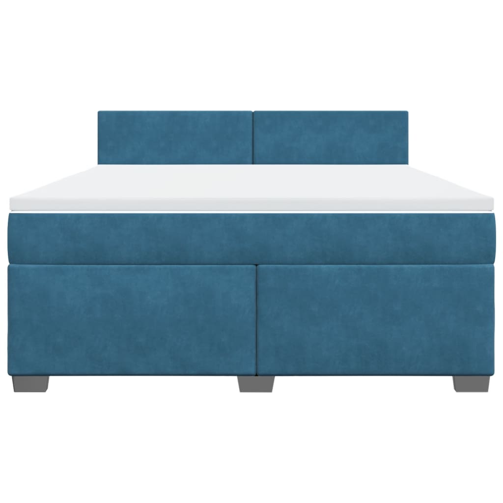 Κρεβάτι Boxspring με Στρώμα Μπλε 180x200 εκ. Βελούδινο - Pakobazaar