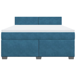 Κρεβάτι Boxspring με Στρώμα Μπλε 180x200 εκ. Βελούδινο - Pakobazaar