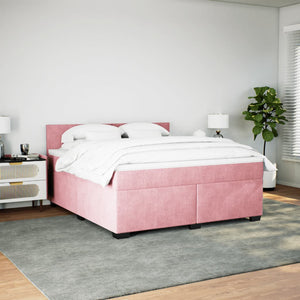 Κρεβάτι Boxspring με Στρώμα Ροζ 180x200 εκ. Βελούδινο