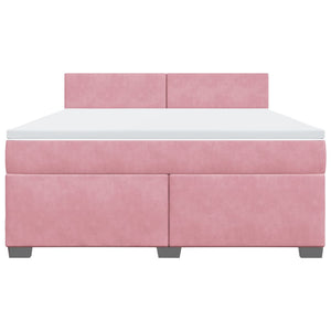 Κρεβάτι Boxspring με Στρώμα Ροζ 180x200 εκ. Βελούδινο