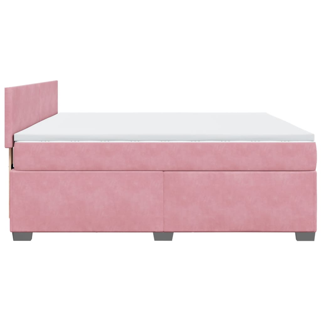 Κρεβάτι Boxspring με Στρώμα Ροζ 180x200 εκ. Βελούδινο