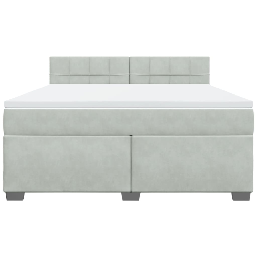 Κρεβάτι Boxspring με Στρώμα Ανοιχτό Γκρι 180x200 εκ. Βελούδινο - Pakobazaar