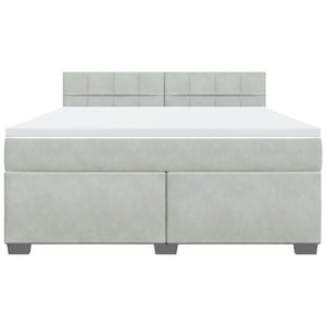Κρεβάτι Boxspring με Στρώμα Ανοιχτό Γκρι 180x200 εκ. Βελούδινο - Pakobazaar