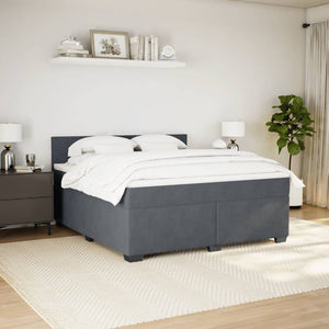 Κρεβάτι Boxspring με Στρώμα Σκούρο Γκρι 180x200 εκ. Βελούδινο - Pakobazaar