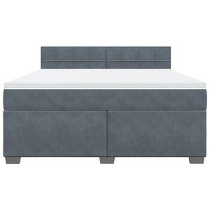 Κρεβάτι Boxspring με Στρώμα Σκούρο Γκρι 180x200 εκ. Βελούδινο - Pakobazaar